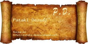 Pataki Dezső névjegykártya